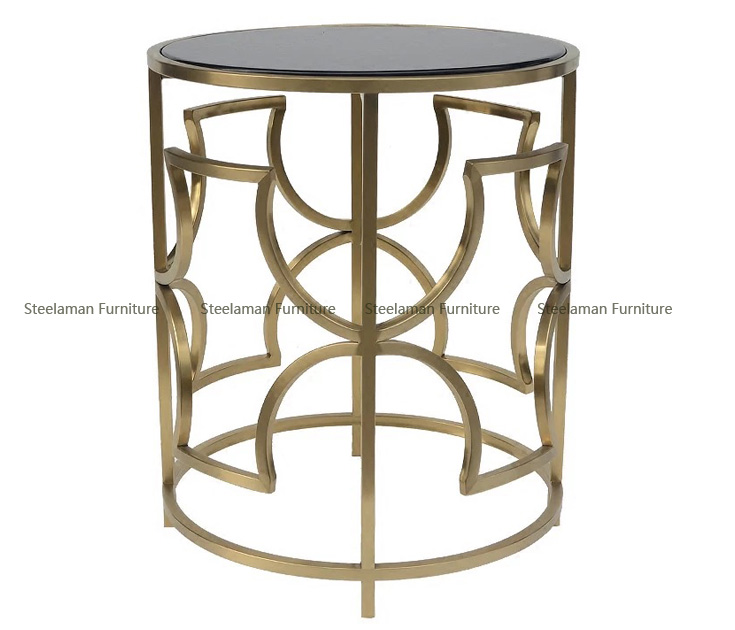 European style coffee table glass side table stainless steel gold side table G035