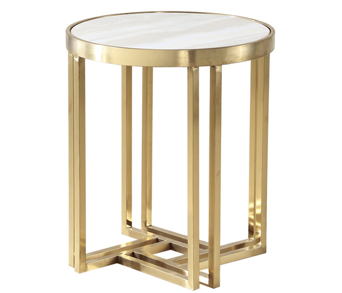 Golde Side table with marble customized by steelaman factory