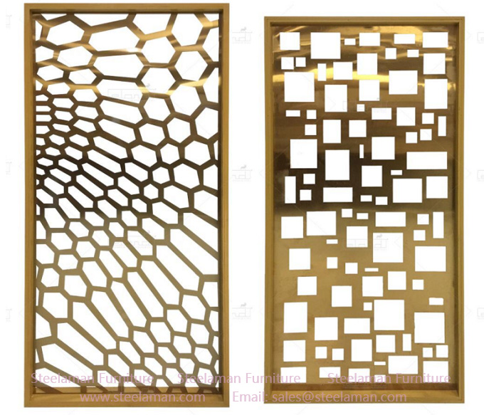 metal Screen Material: alum. inside + wood frame with painting gold