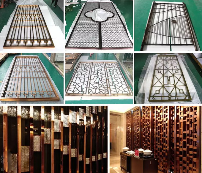 China Factory Stainless Steel Metal decorative room screens separators dividers partitions panels