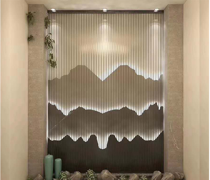Metal wall screen decor with LED light