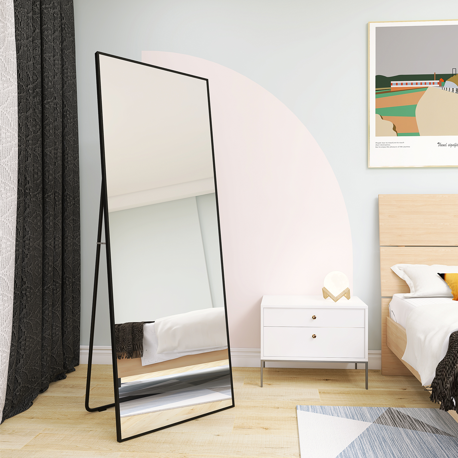 Custom Size Full Length Wall Mirror metal Gold Frame Floor Standing Decorative Mirror