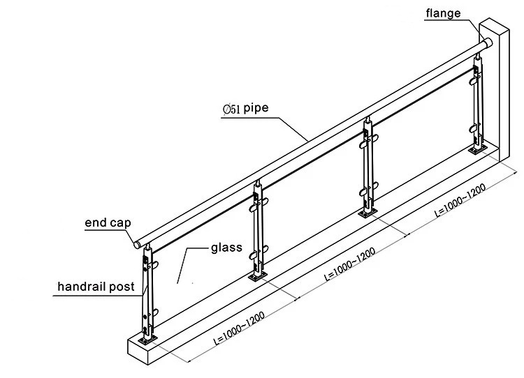 Stainless Steel Glass Railing Balustrades Handrails
