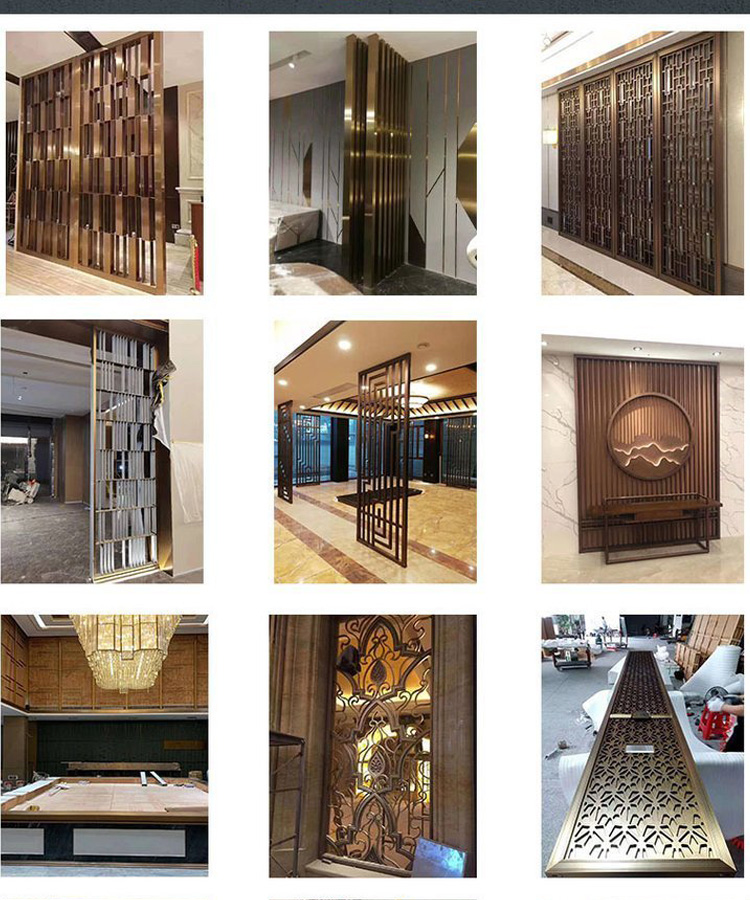 Stainless Steel Rose Gold Room Divider metal screen panels