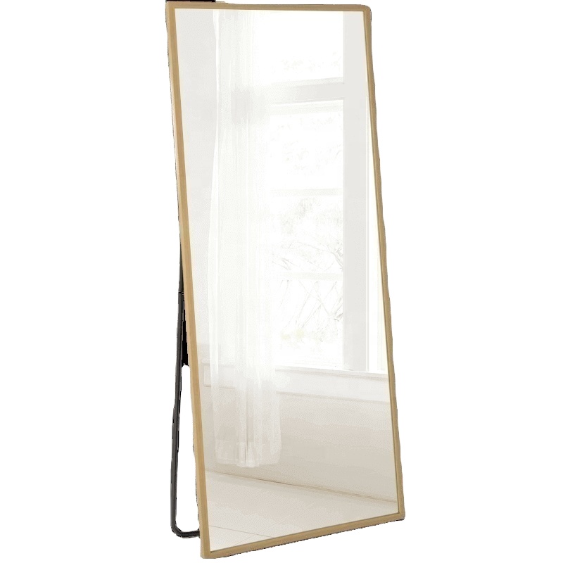 Custom Size Full Length Wall Mirror metal Gold Frame Floor Standing Decorative Mirror