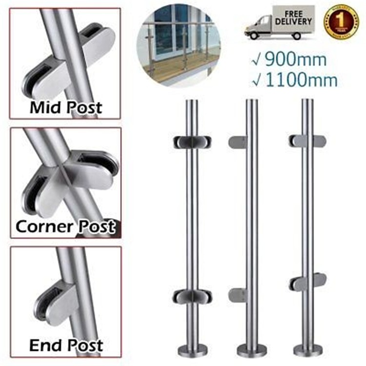 Outdoor Fence Panel Balcony Design Stainless Steel Glass Railing Balustrades Handrails