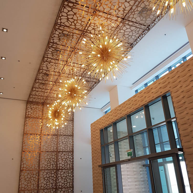 Decorative metal ceiling feature for Residential Tower